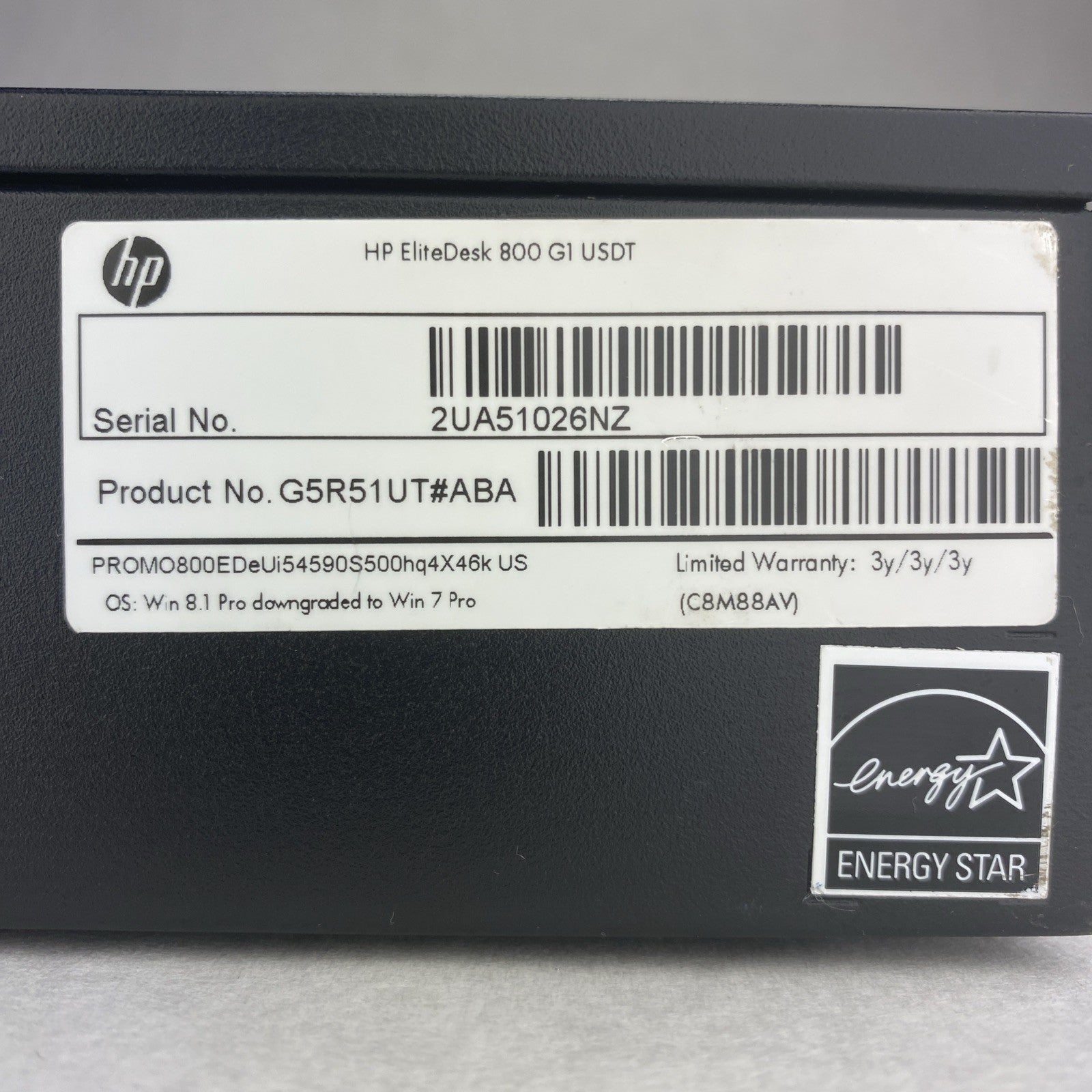 HP EliteDesk 800 G1 USDT Intel Core i5-4590s 3GHz 8GB RAM DVDRW No AC HDD No OS