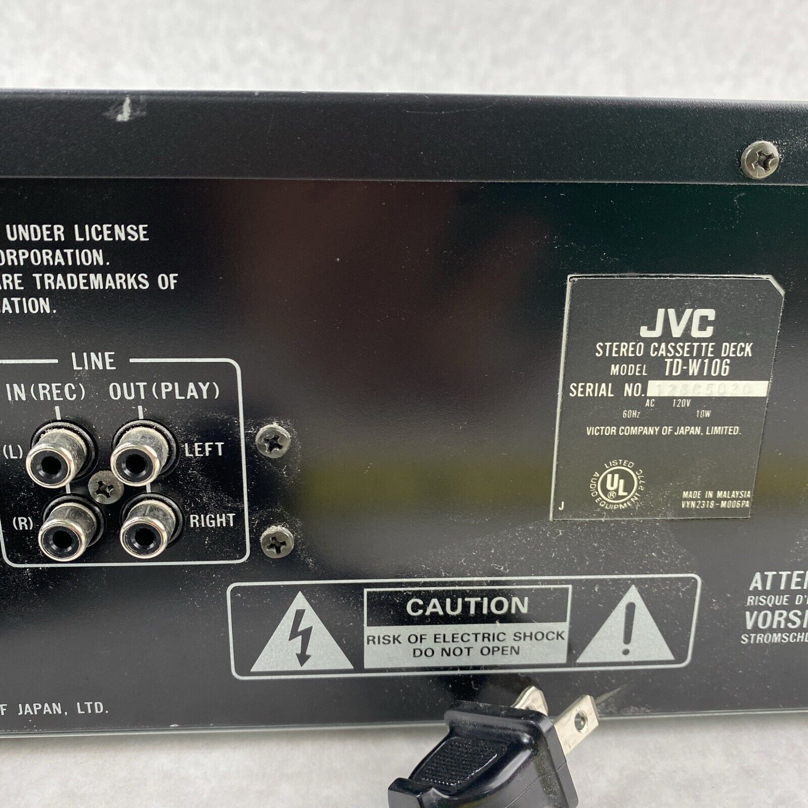 JVC TD-W106 Stereo Double 2 Cassette Tape Deck Player Recorder BAD REWIND