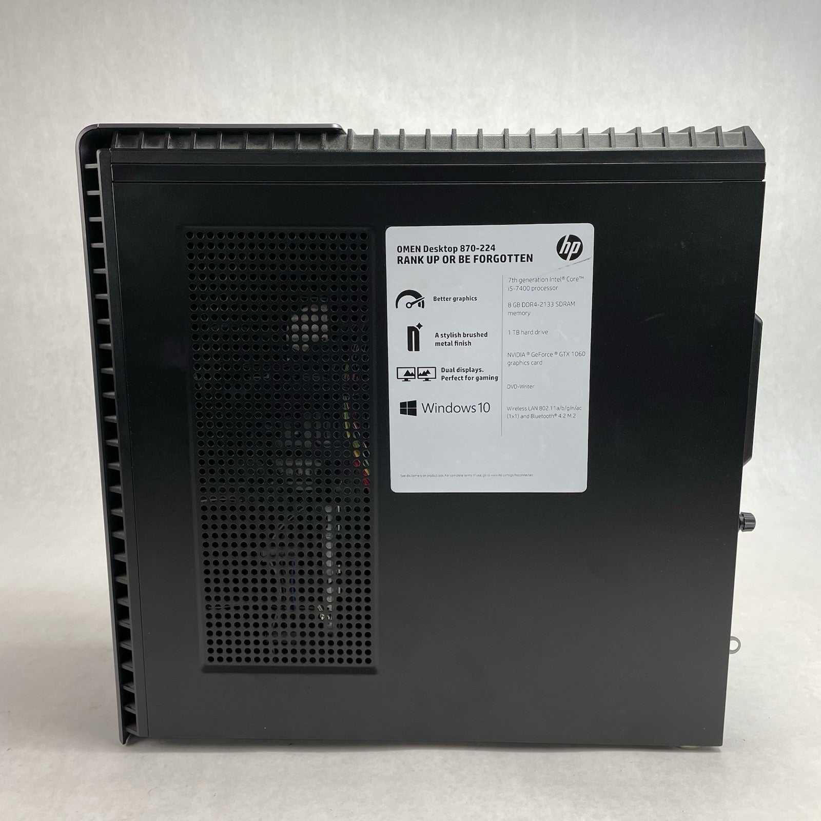 HP Omen 870-244 MT Intel Core i5-7400 3.00 GHz 8 GB RAM GTX1060 3GB No HDD No OS