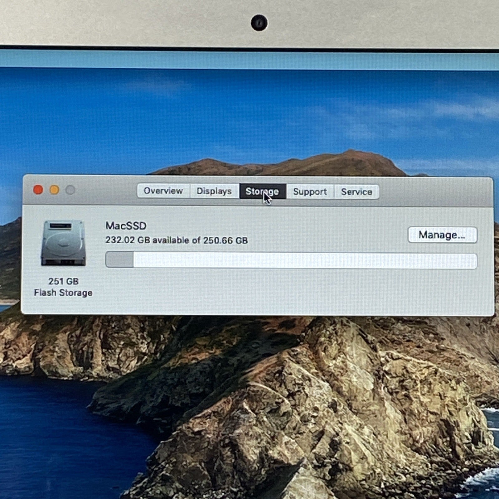 Apple MacBook Air A1466 2012 13" 1.8GHz i5 4GB RAM 250GB SSD os10.15.7 364Cycles