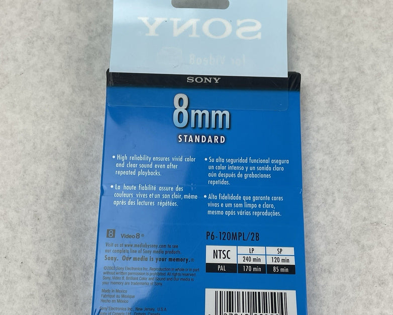Sony 8mm Set Of 2 Videocassettes. Standard Grade P6-120MPL/2B. New Sealed