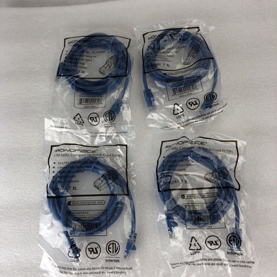 Monoprice Blue 7ft 5E Ethernet Patch Cord (UTP) - RJ45 350Mhz (Lot of 4)