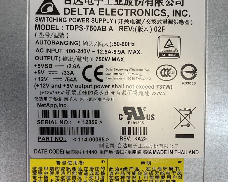 Delta TDPS-750AB A Rev 02F 750W Switching Power Supply