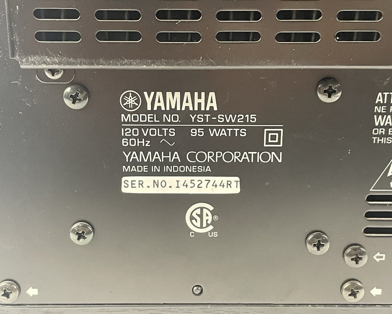 Yamaha Subwoofer YST-SW215 Powered Black Wood Grain 95 Watts