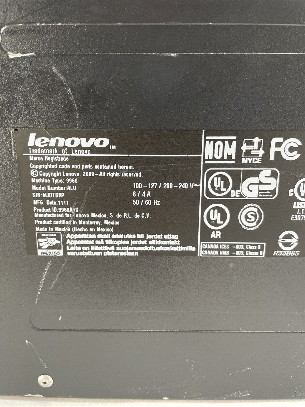 Lenovo ThinkCentre 9960 MT Intel Core 2 Duo E7500 2.93GHz 2GB RAM No HDD No OS