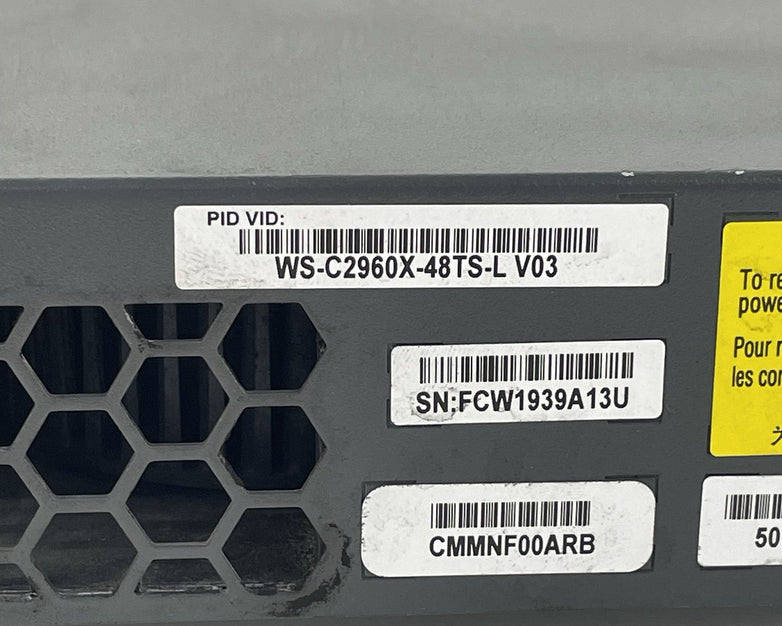 Cisco Catalyst WS-C2960X-48TS-L 48 Port Gigabit Switch V03 - Tested