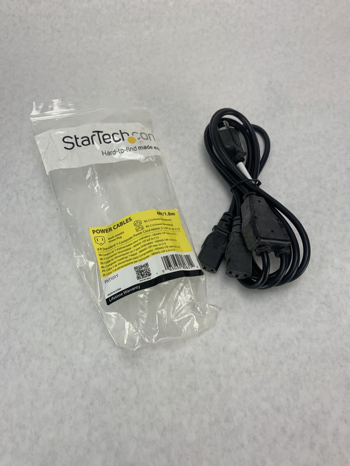 Startech 6ft Standard Y Computer Power Cord NEMA 5-15P to 2xC13 / PXT101Y
