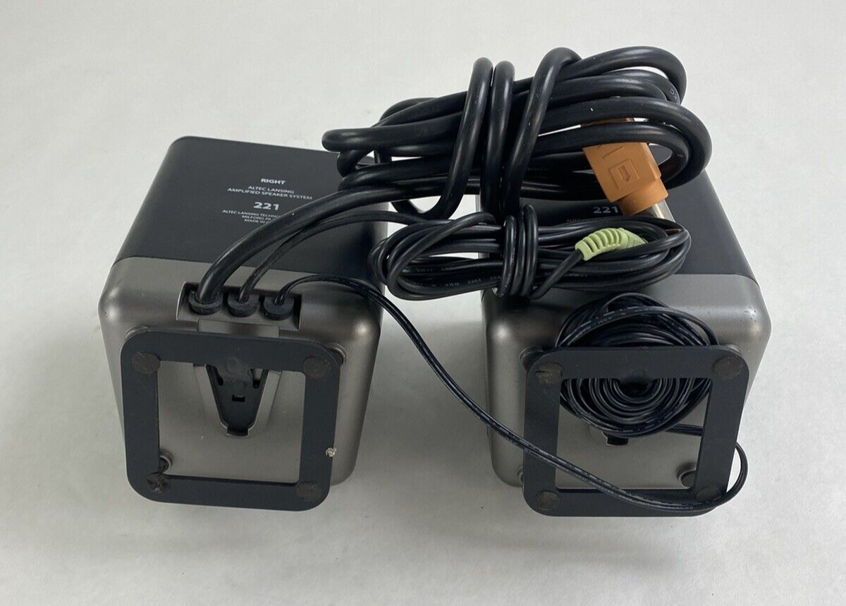 Altec Lansing Pair of Mini Portable Computer Speakers 221 For Parts or Repair