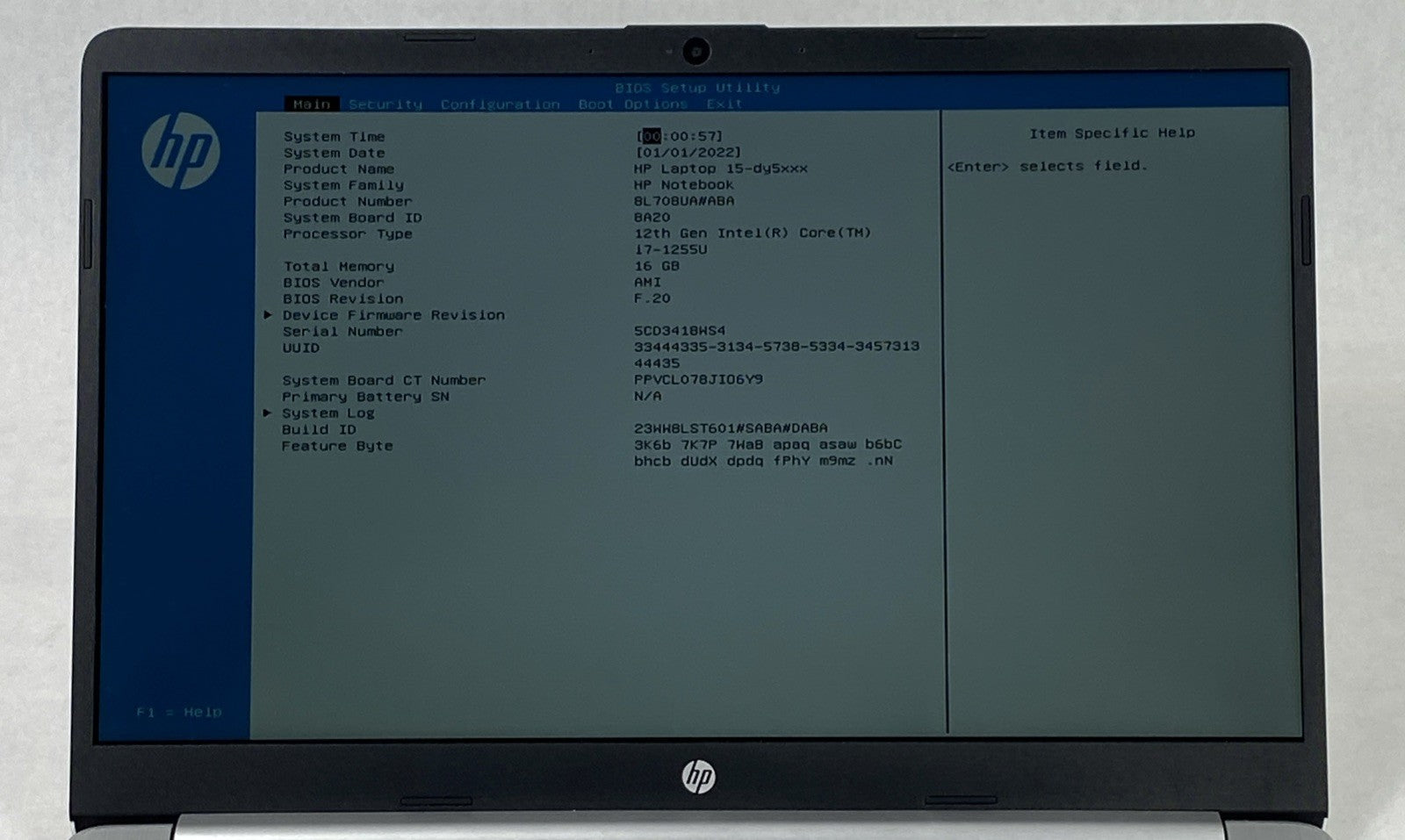 HP Laptop 15-dy5073dx 15.6" Touch i7-1255U 16 GB RAM No Battery No HDD No OS