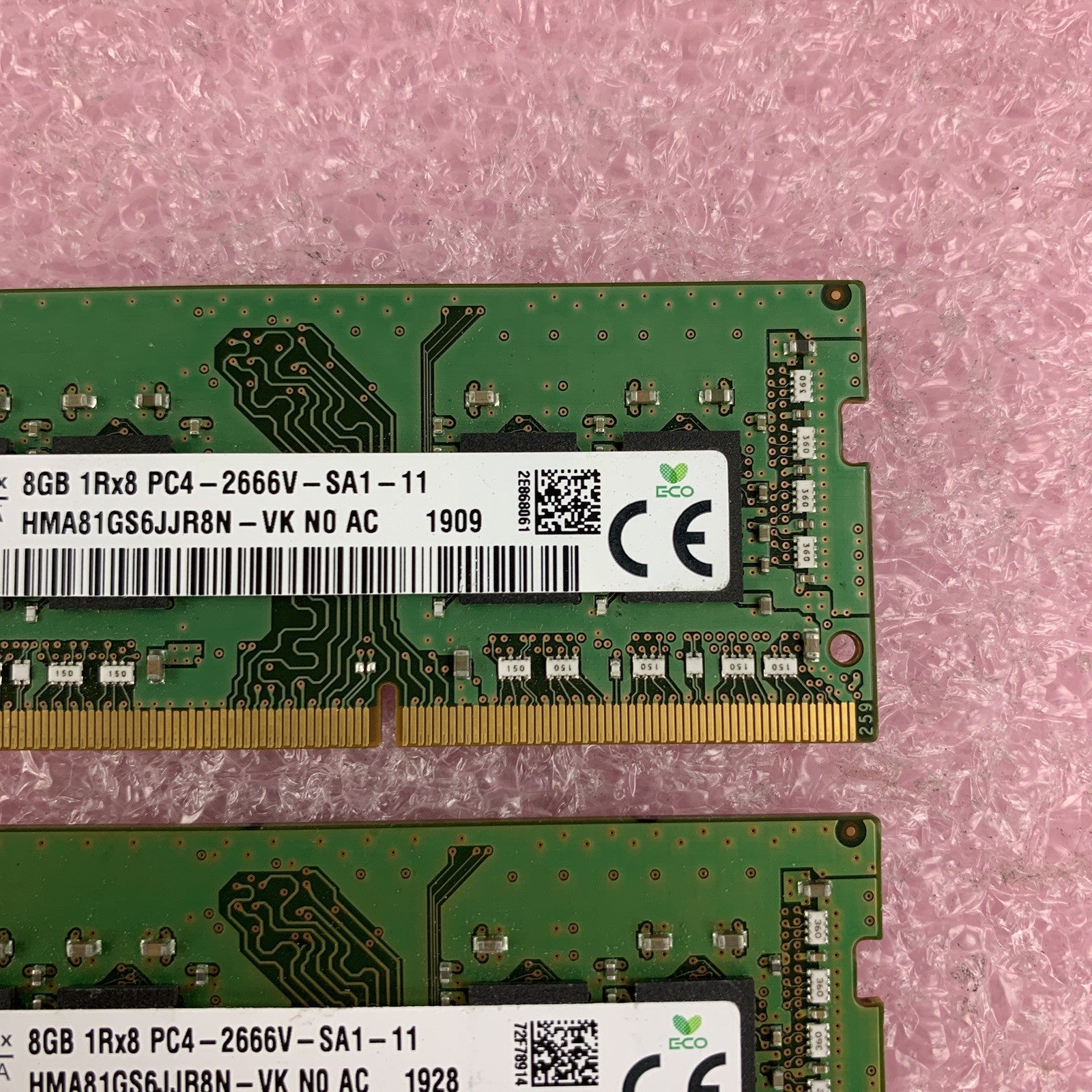 SK Hynix HMA81GS6JJR8N-VK N0 AC 8 GB DDR4 SODIMM Laptop Memory 2666HMz Lot  of 3