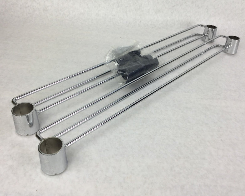 NEXEL Chrome Shelving Bar for Wired Shelving 1 Pair 655CP21 w/4 Shelf Clips