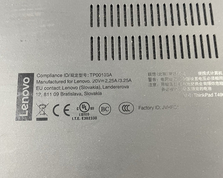 Lenovo ThinkPad T490 14" i5-8365U 1.60 GHz 8 GB RAM No SSD/OS/AC - Bad Hinge