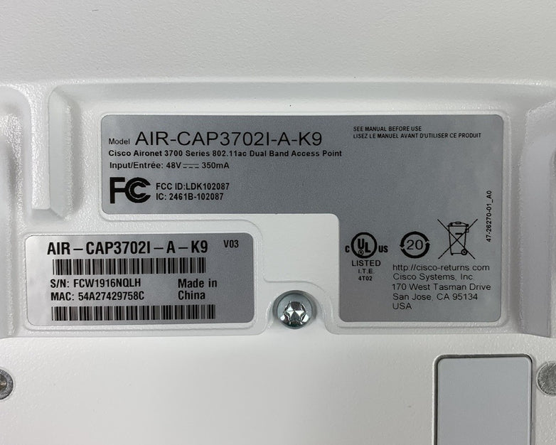 Cisco AIR-CAP3702I-A-K9 Wireless Access Point