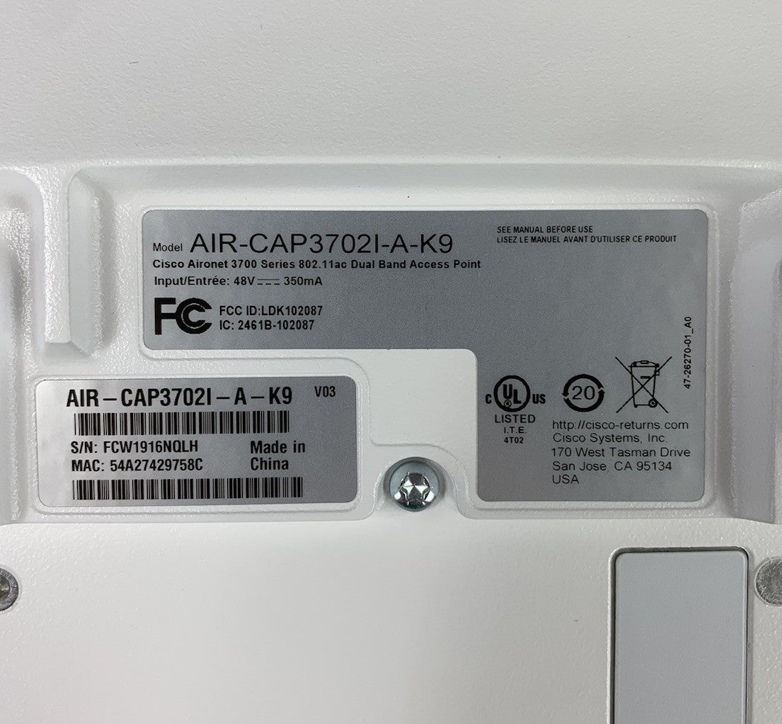 Cisco AIR-CAP3702I-A-K9 Wireless Access Point