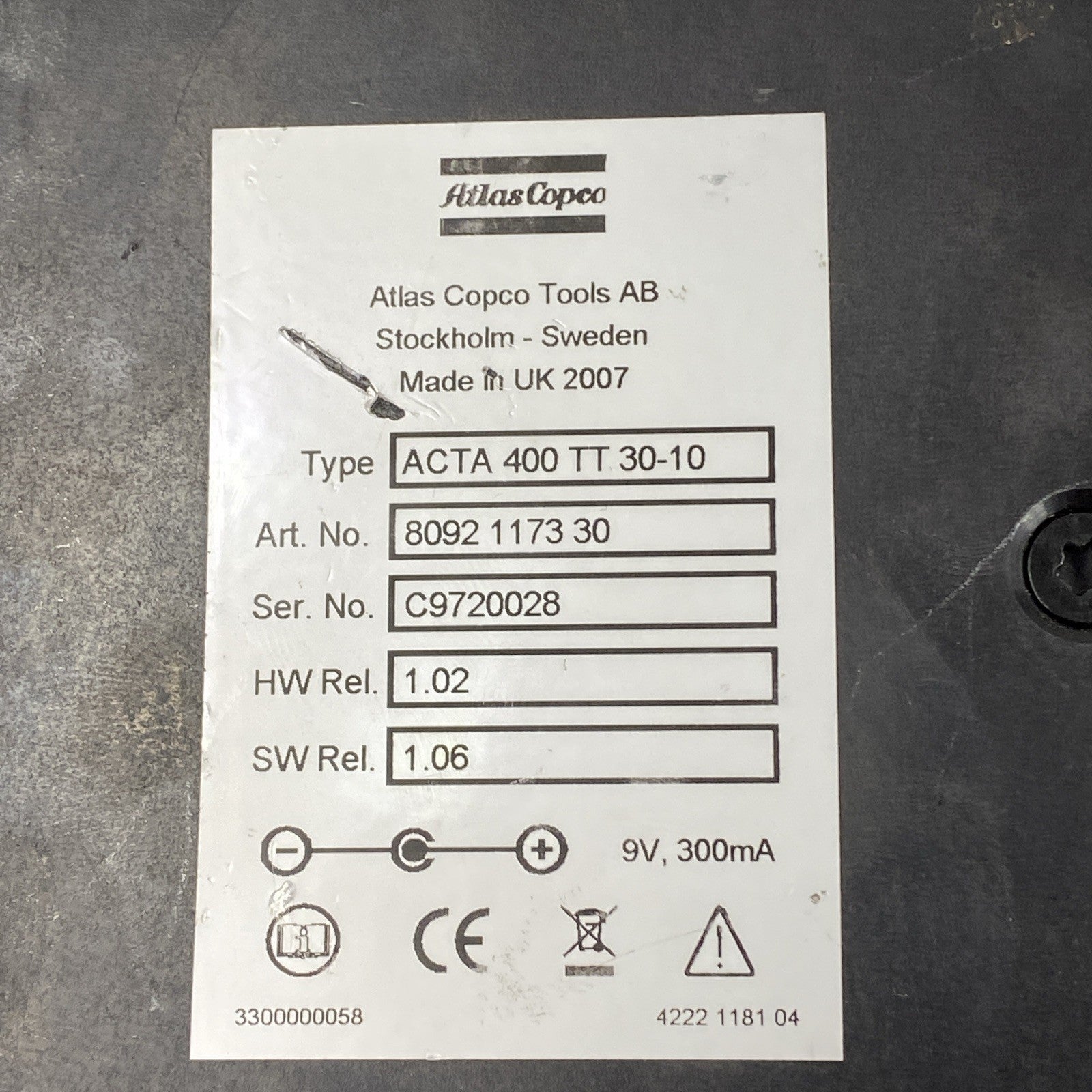 Atlas Copco ACTA 400 TT 30-10 Torque Measurement Parts or Repair