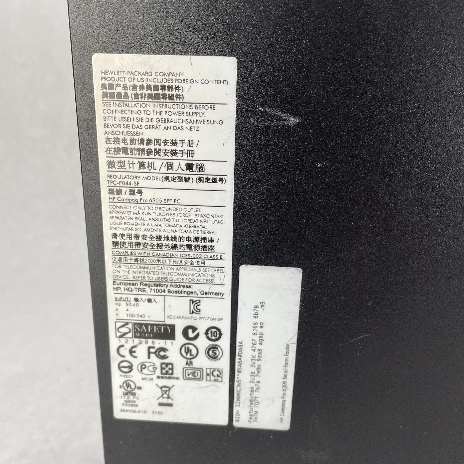 HP Compaq Pro 6305 SFF AMD A4-5300B 3.4 GHz 4 GB RAM No HDD No OS