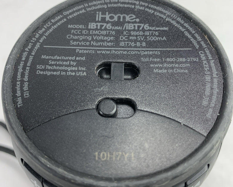 iHome iBT76 Portable LED Color-Changing Bluetooth Speaker - No Charger - Tested