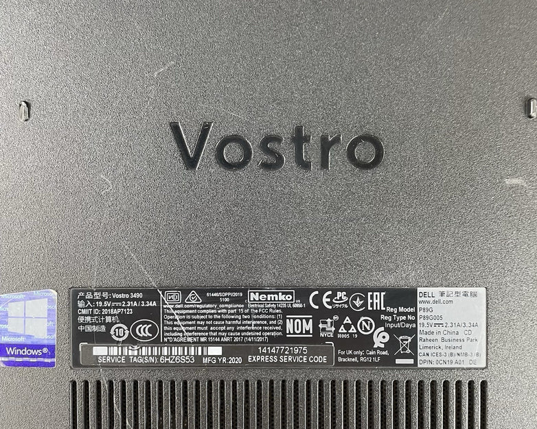 Dell Vostro 3490 14" i5-10210U 1.60 GHz 8 GB RAM No SSD No OS - Bad Edge