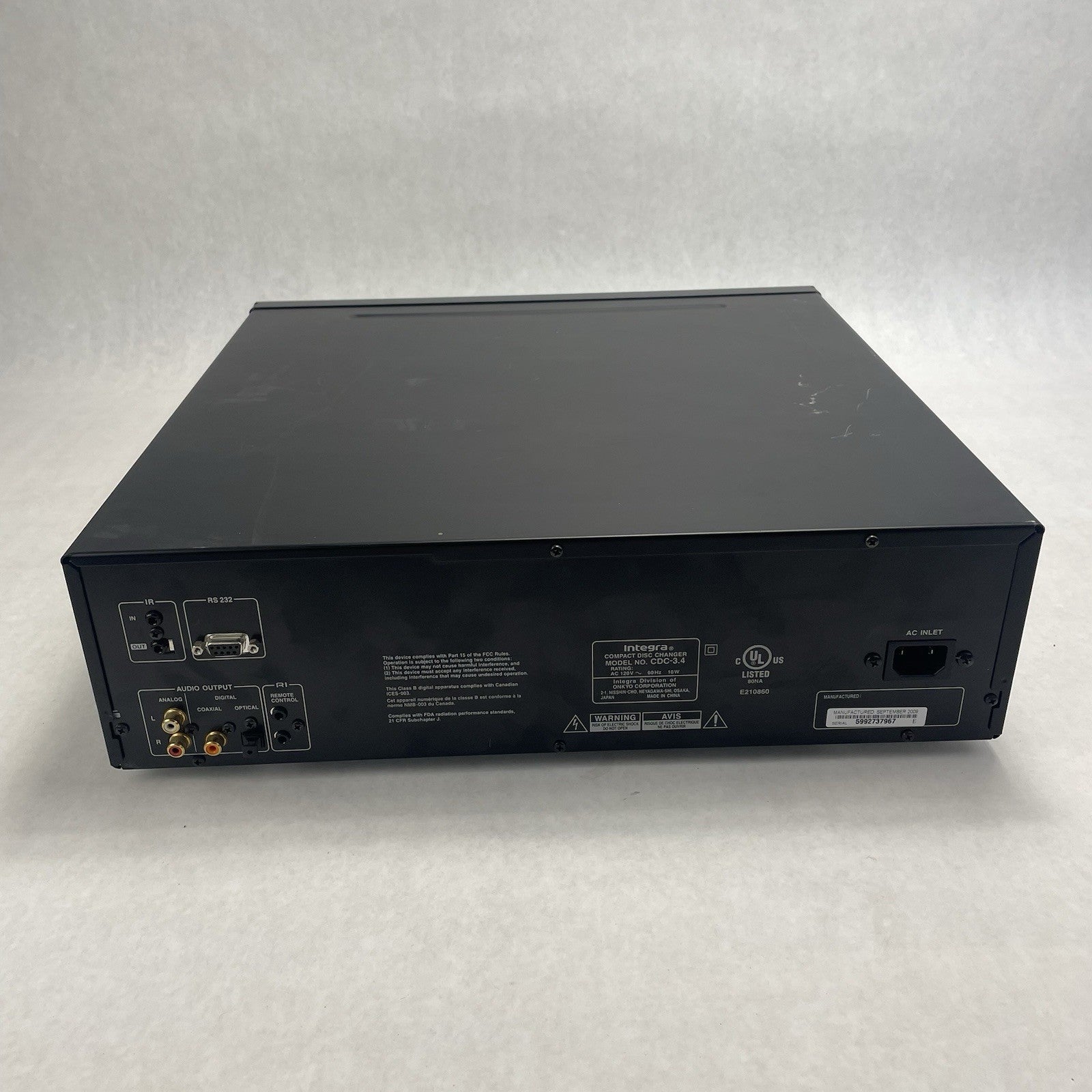 Integra CDC-3.4 Premium 6-Disc CD Carousel Changer Player Tested No Power Cord10