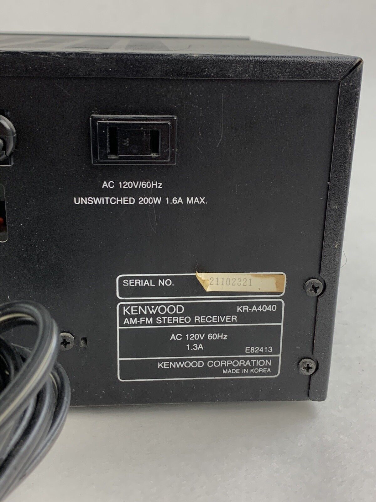 Kenwood KR-A4040 2 Channel Stereo Receiver No Remote No Power For Parts