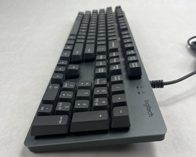 Logitech K840 Mechanical Keyboard Silver wired Tested Corded