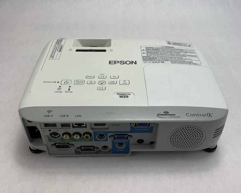 Epson PowerLite W29 H690A LCD Lamp Projector 1075 Hours - No Remote Broken Cover