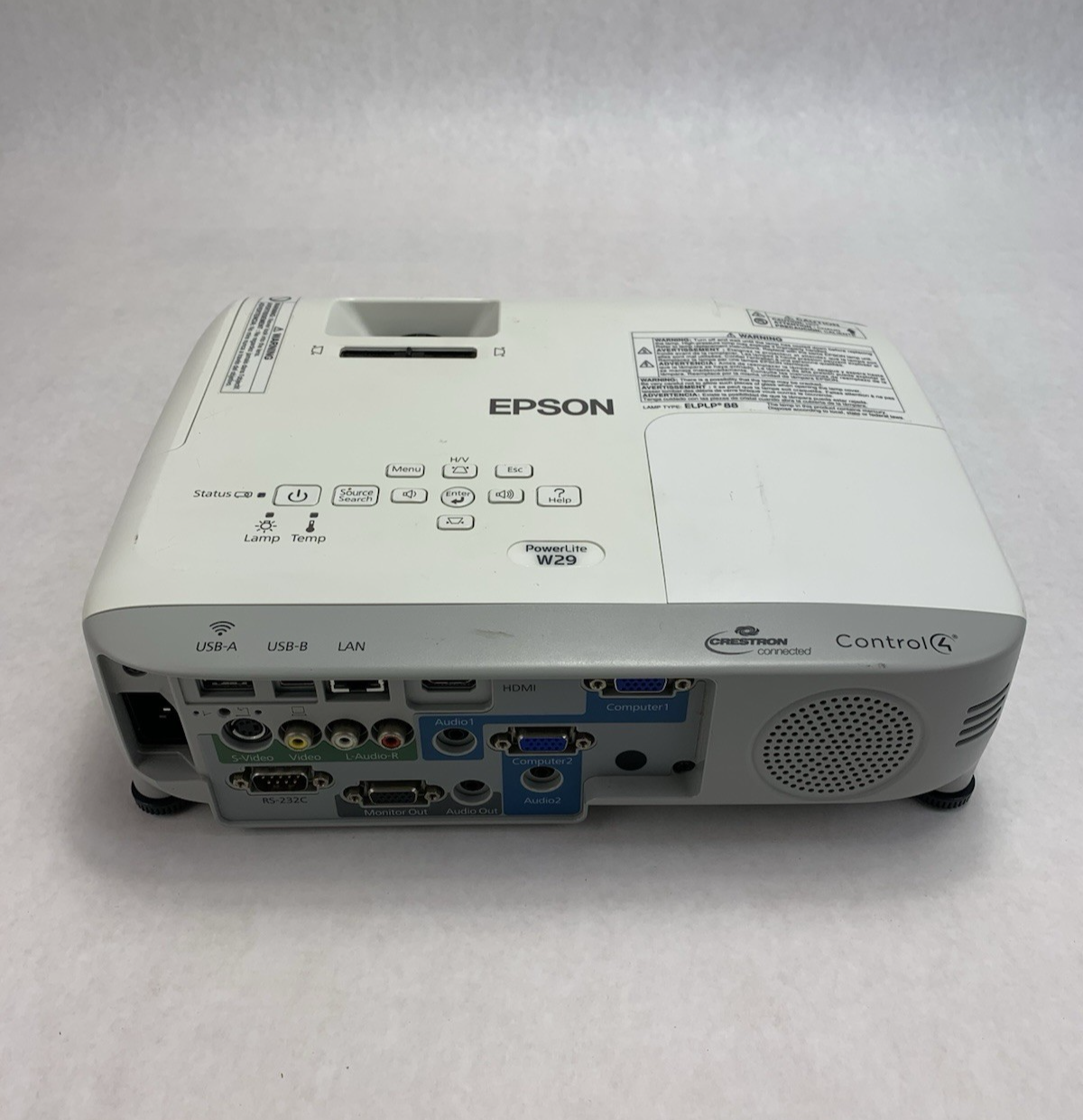 Epson PowerLite W29 H690A LCD Lamp Projector 1075 Hours - No Remote Broken Cover4