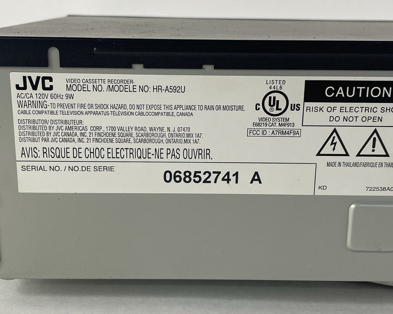JVC HR-A592U VHS - Tested no Remote