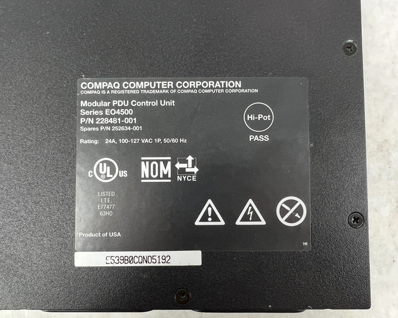 HP Compaq EO4500 Modular PDU Control Unit 228481-001 24A 100-127 VAC 50-60 Hz