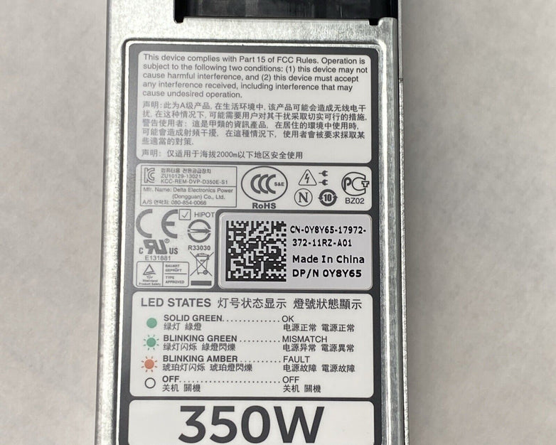Lot of 2 Dell Y8Y65 350W 80 Plus Platinum D35OE-S1 Server Power Supply