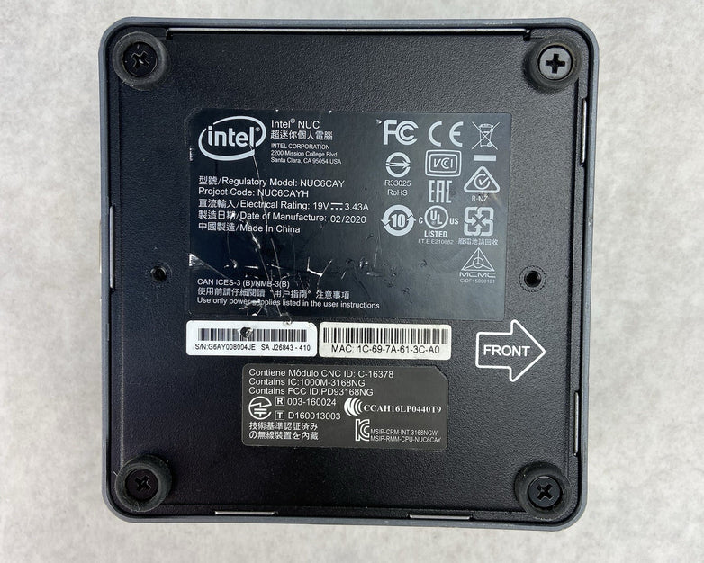 Intel NUC6CAY NUC Intel Celeron J3455 1.5GHz 4GB RAM No HDD\OS\AC