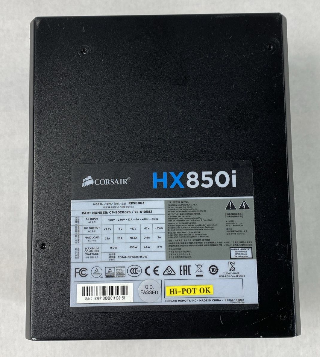 Corsair HX850i 850W Power Supply No Cables Untested
