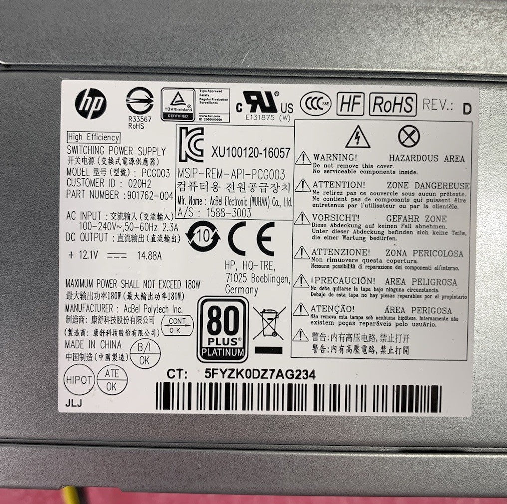 HP PCG003 180W Switching Power Supply