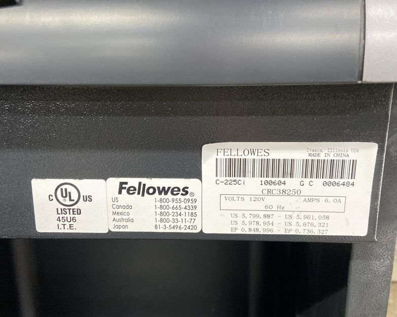 Fellowes Powershred 225i Strip Cut Shredder - Tested - Needs Repair