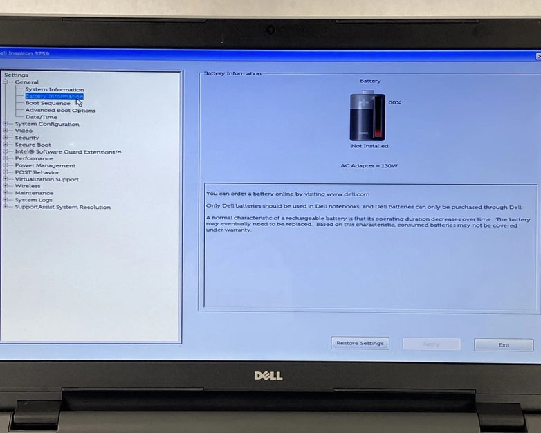 Dell Inspiron 5759 Core i5-6200U 2.3GHz 8GB RAM 17.3" No Battery No HDD No OS