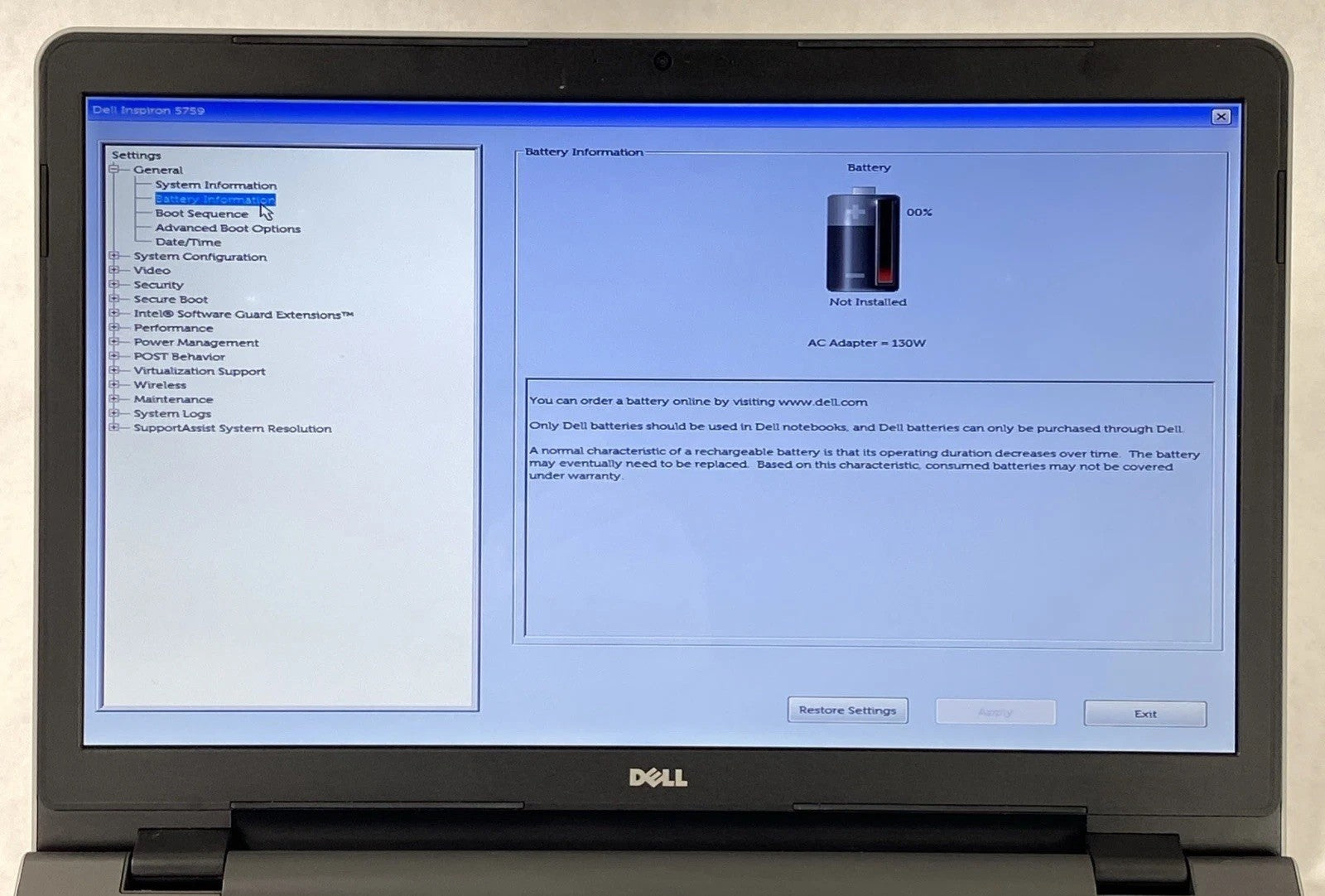 Dell Inspiron 5759 Core i5-6200U 2.3GHz 8GB RAM 17.3" No Battery No HDD No OS