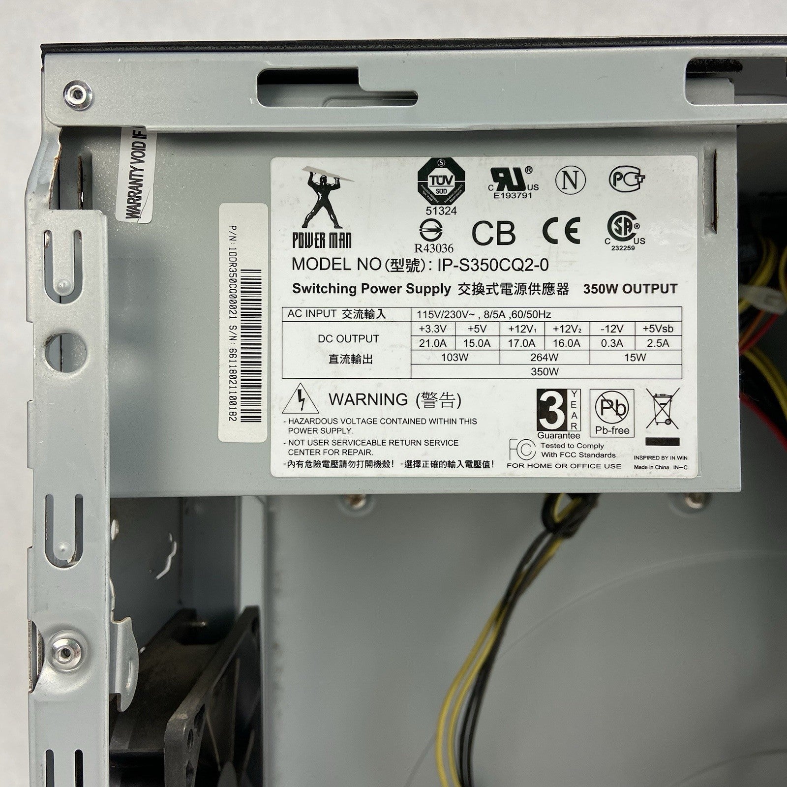 In Win Z Series Mini Tower Computer Case Power Man IP-S350CQ2-0 350W PSU9