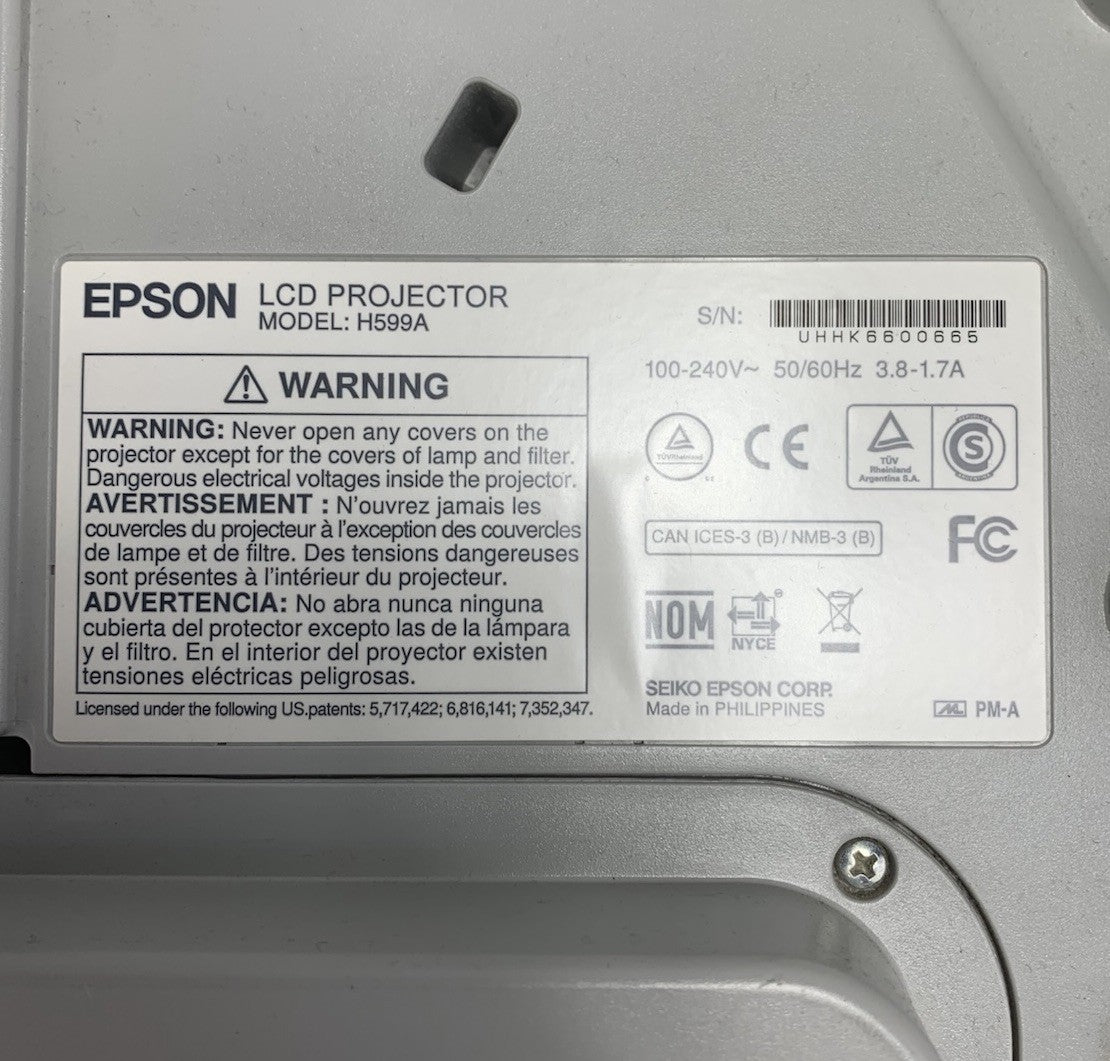 Epson BrightLink 595Wi H599A LCD Lamp Projector 462 Lamp Hours - No Remote7