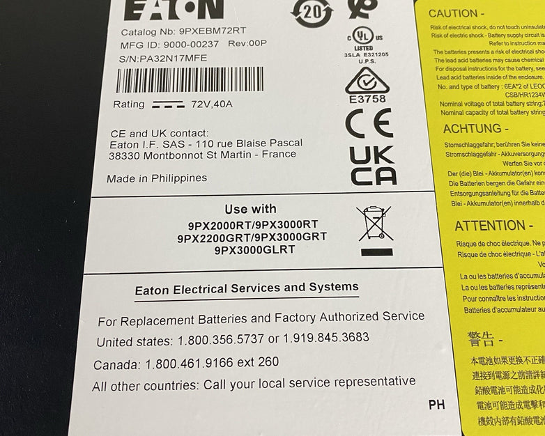 Eaton 9PXEB 9PX 72V Rack/Tower Extended Battery Module EBM 9PX Exp: 8/23