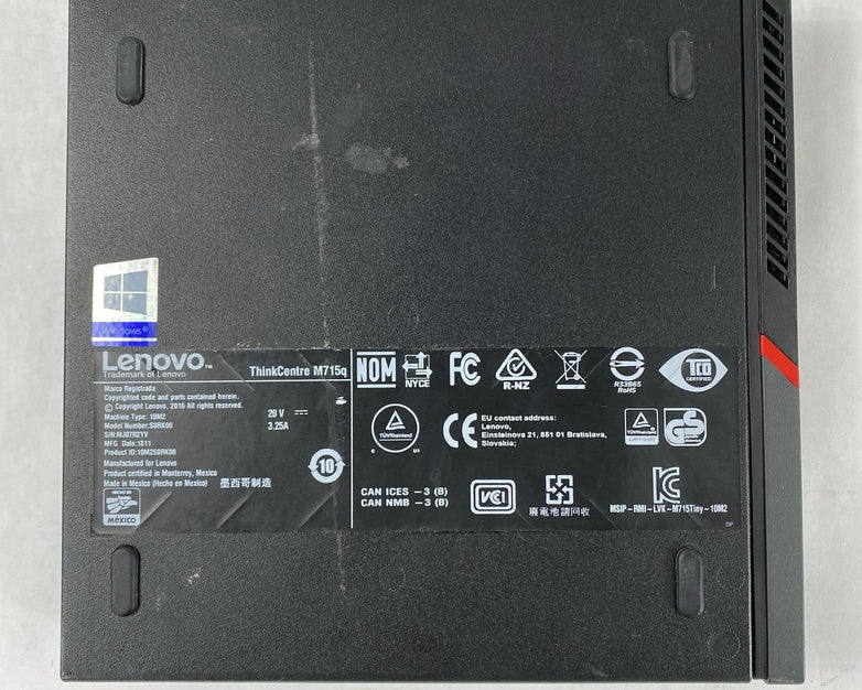 Lenovo ThinkCentre M715Q Micro AMD Pro A6-9500E 3.00 GHz 4 GB RAM No SSD/OS/AC