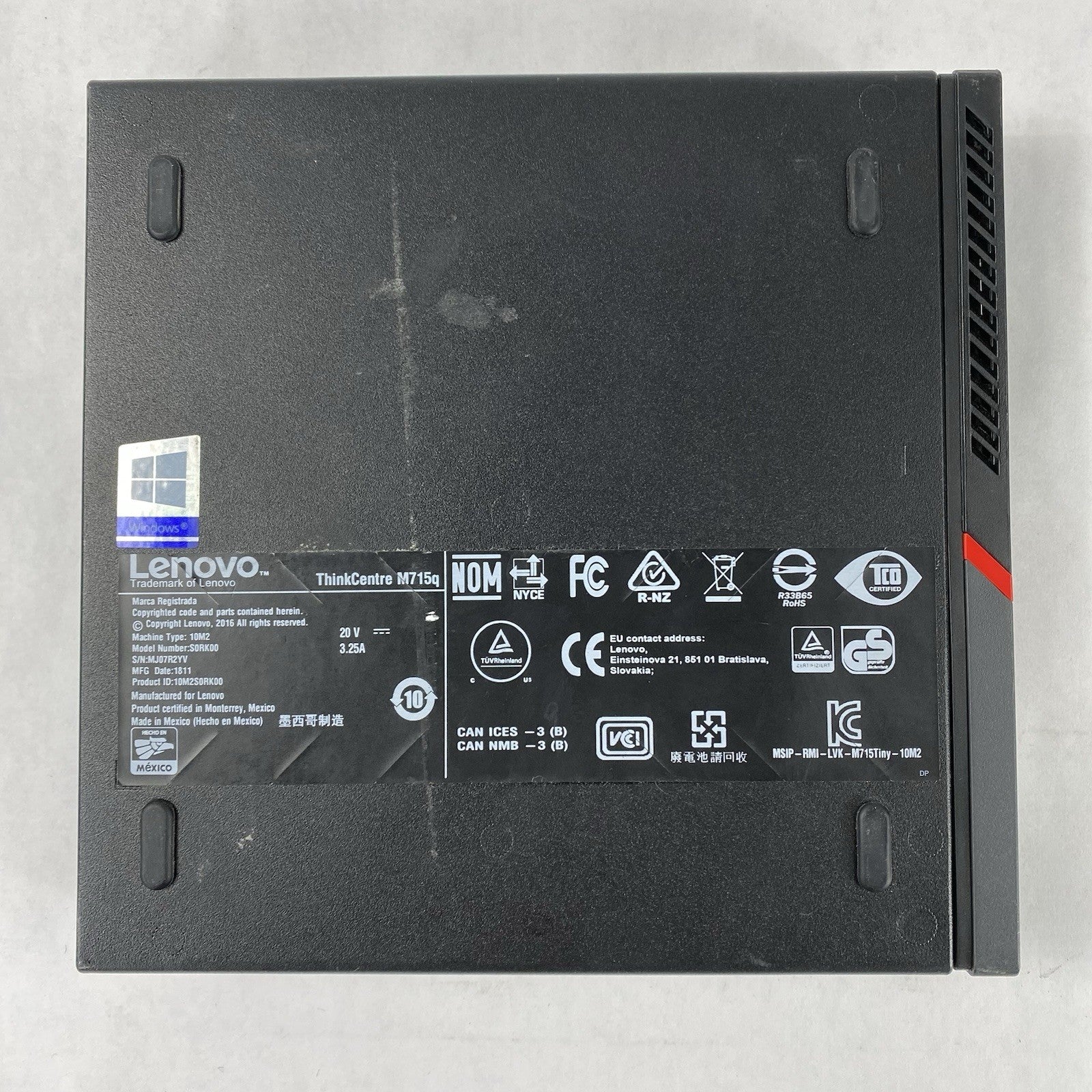 Lenovo ThinkCentre M715Q Micro AMD Pro A6-9500E 3.00 GHz 4 GB RAM No SSD/OS/AC8
