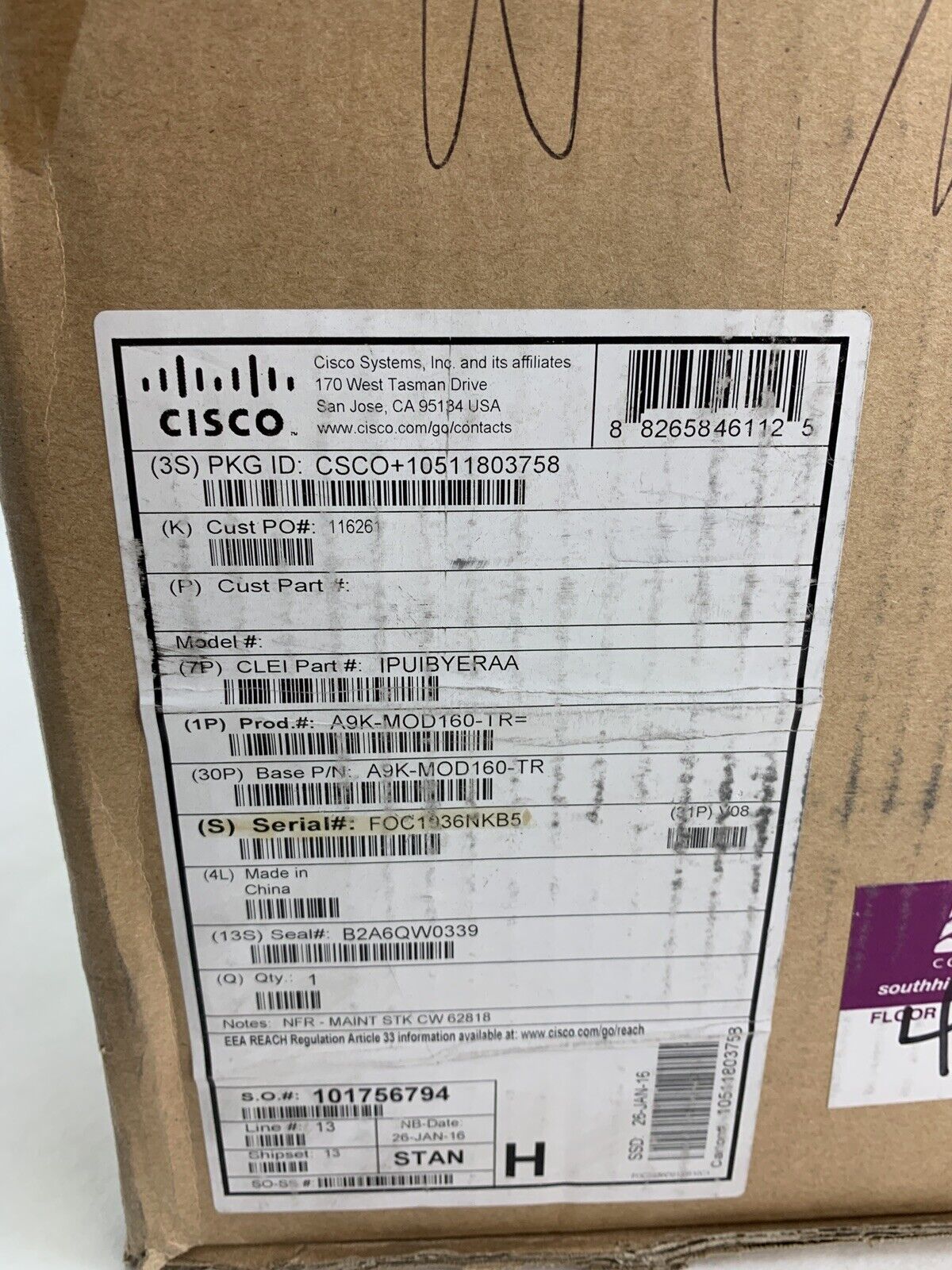 Cisco A9K-MOD160-TR ASR 9000 Modular Line Card Box Opened Unsealed