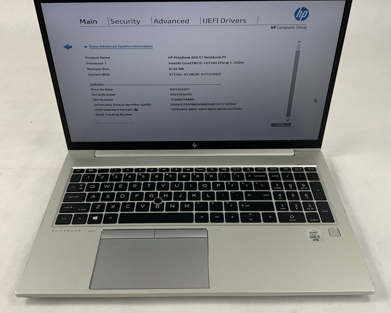 HP EliteBook 850 G7 Laptop 15.6" i5-10310U 1.70 GHz 8 GB RAM No OS/SSD/AC