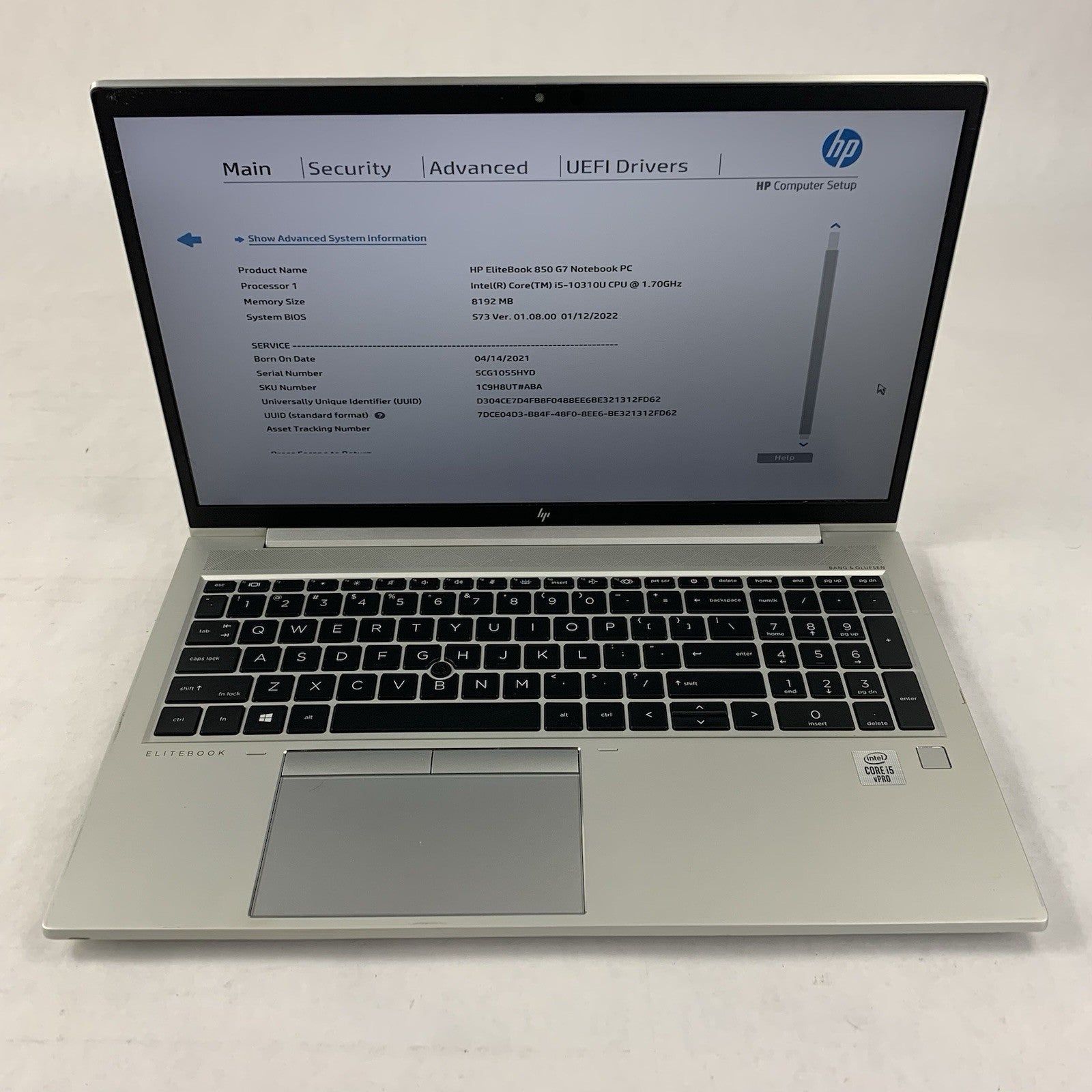 HP EliteBook 850 G7 Laptop 15.6" i5-10310U 1.70 GHz 8 GB RAM No OS/SSD/AC1