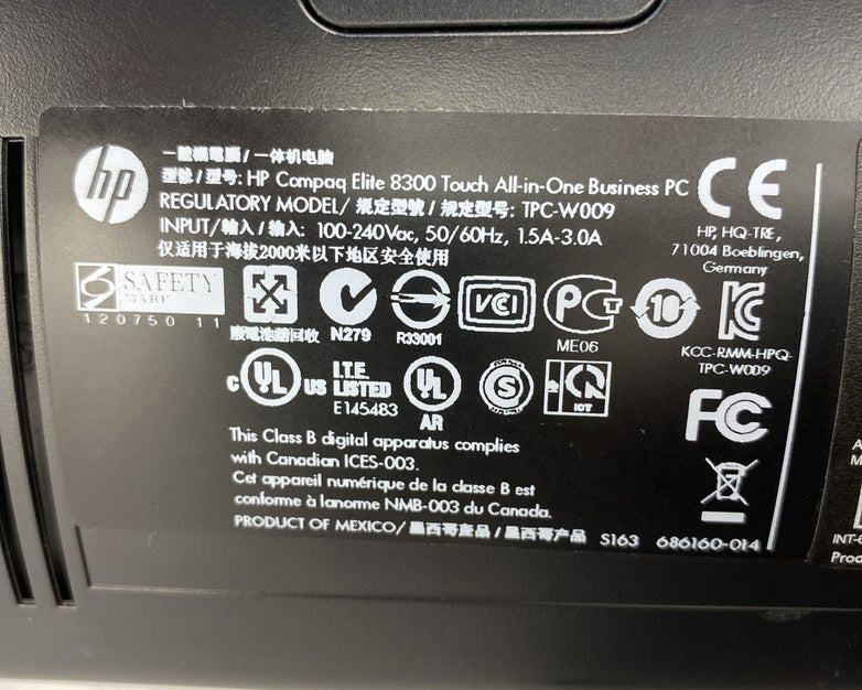 HP Compaq Elite 8300 AIO 23" Touch i5-3470 3.20GHz 4GB RAM DVDRW Stand No HDD OS