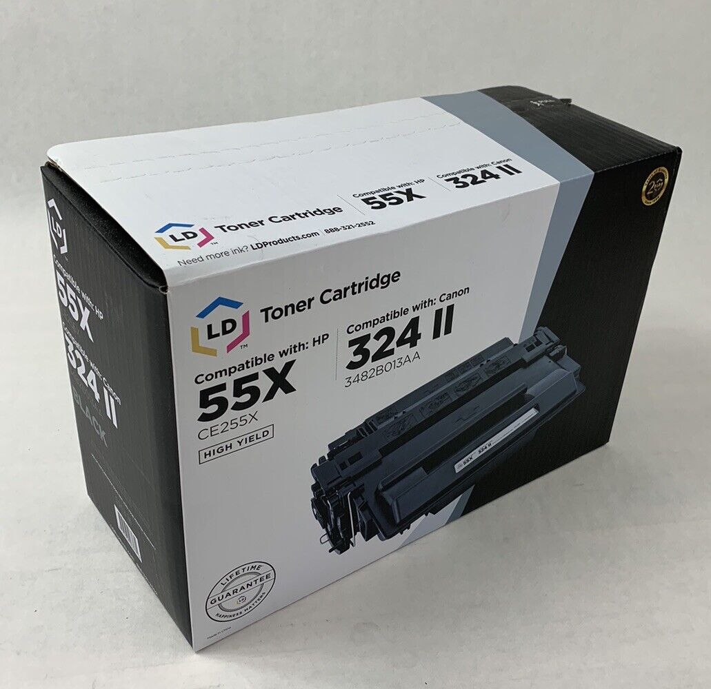 LD Toner Cartridge High Yield Black Compatible with HP 55X and Canon 324 II