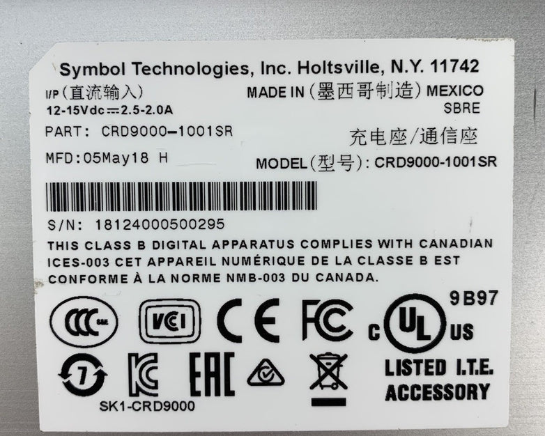 Symbol CRD9000-1001SR Charging Cradle - No AC Adapter Power Supply