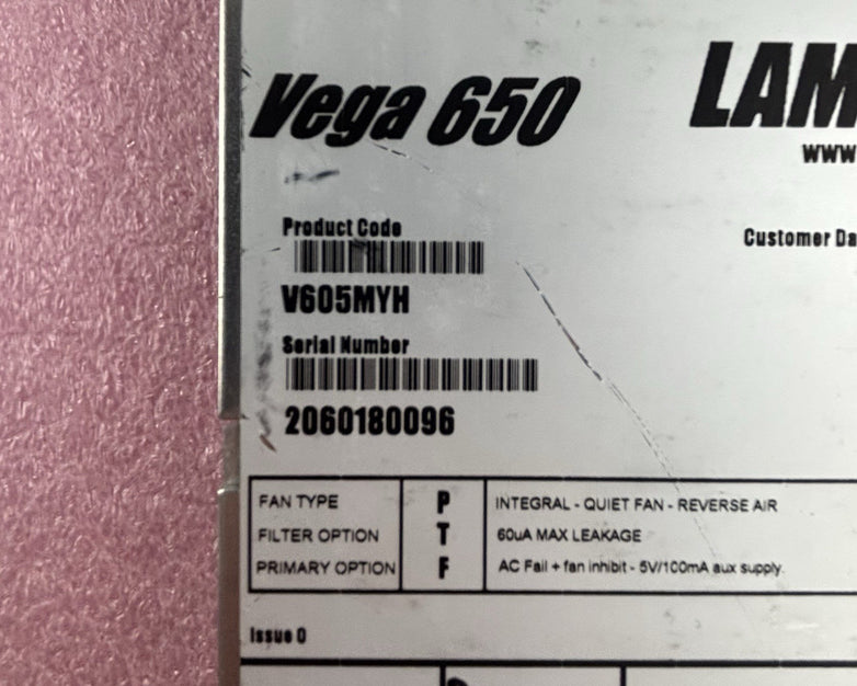 Lambda V605MYH Vega 650 Power Supply 24.5V 25A Untested