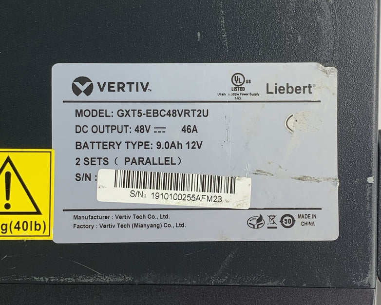 Vertiv Liebert GXT5-EBC48VRT2U GXT5 w/ Rack Ears Tested No Batteries