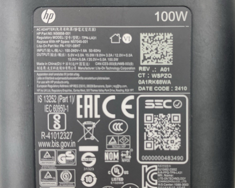 HP TPN-LA31 N57045-001 ZBook Firefly 100W 20V USB-C Charger